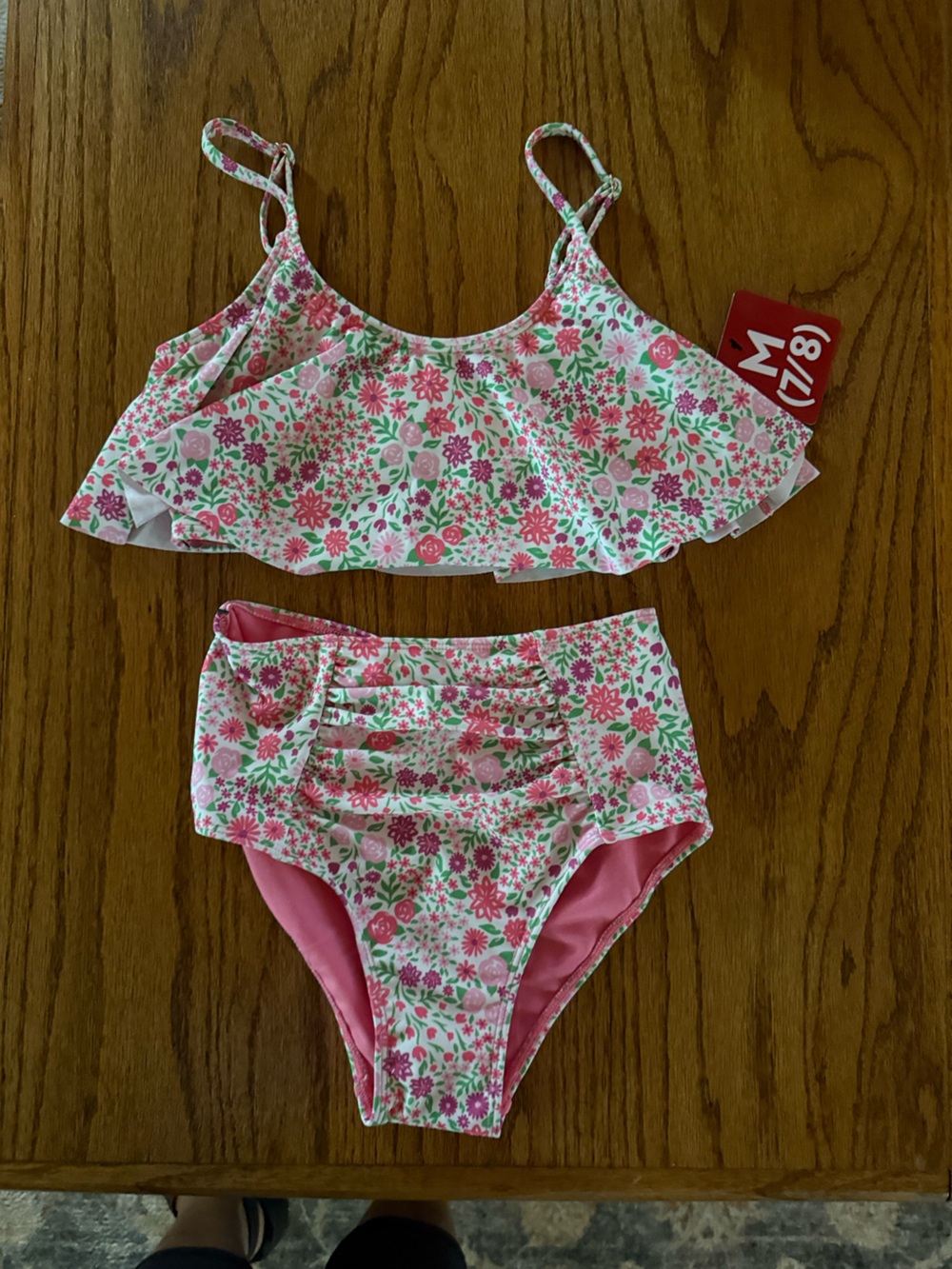 Kids Floral Two-Piece Swim Set - Pink/Green
